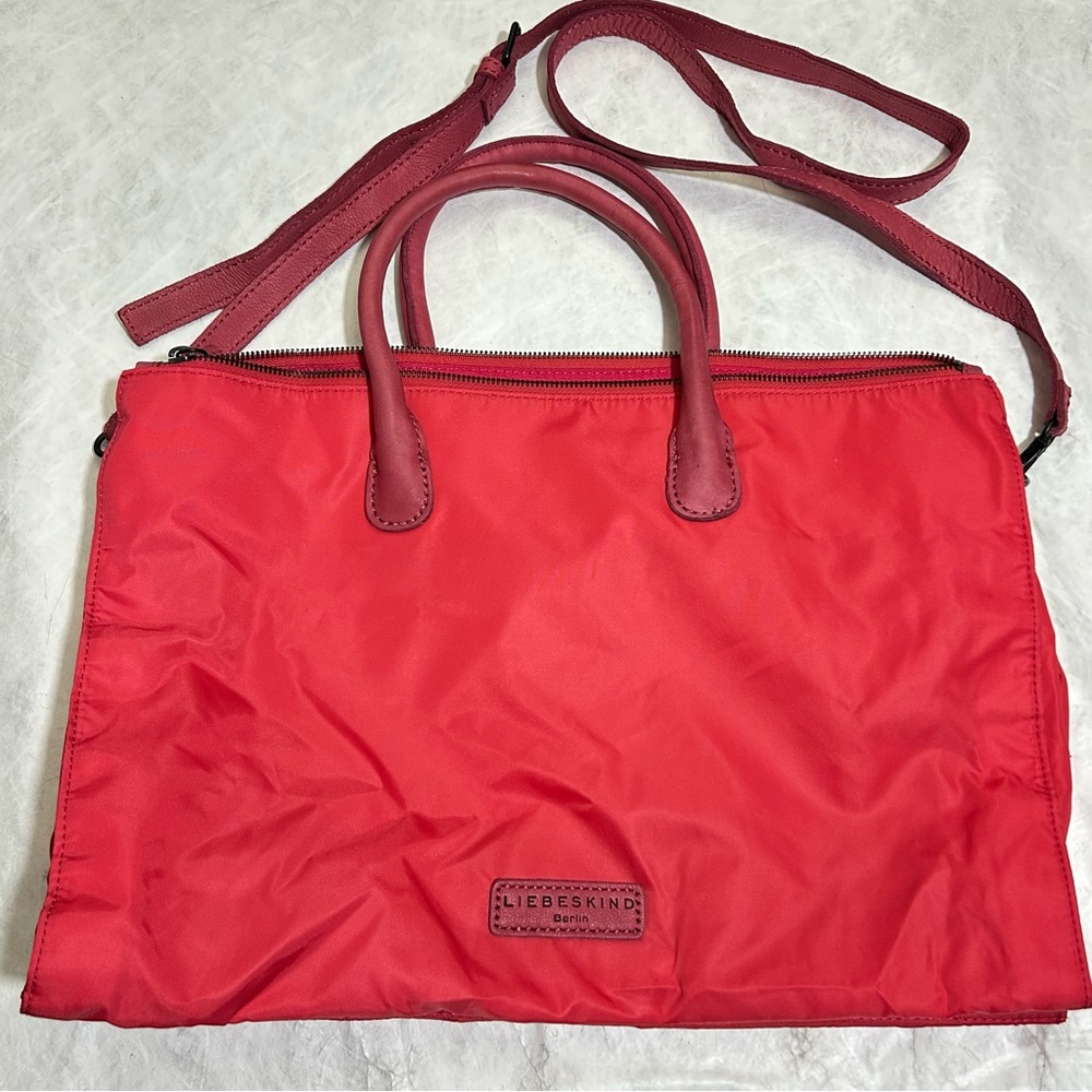 Liebeskind Pink Arielle Nylon Tote W/ Leather Trim